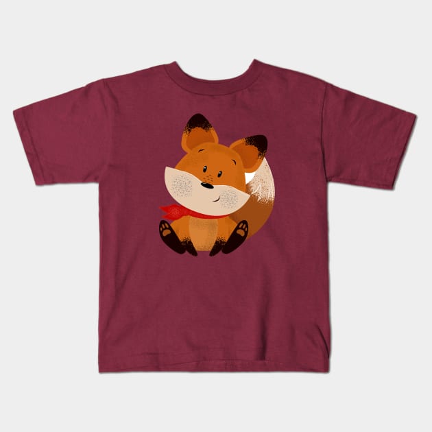 Cute Fox Animal Kids T-Shirt by JeffDesign